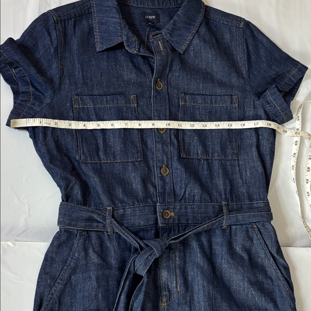 J.Crew Denim Mini Dress Blue Short Sleeve Sz 8 | Casual Chic Summer Style - Picture 5 of 10